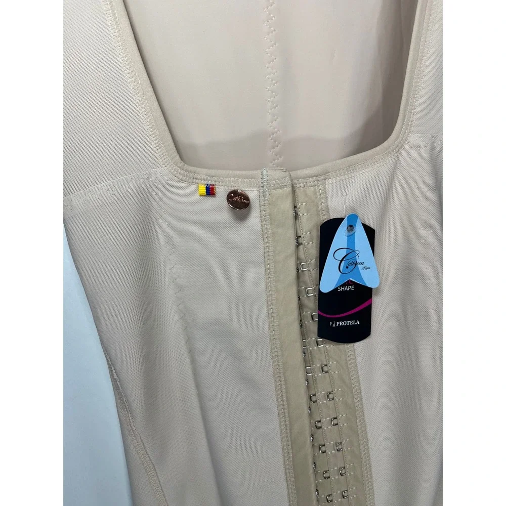 Cathleen Fajas NWT Perfect Shape Bodysuit L Beige Hook Eye Compression Shaper